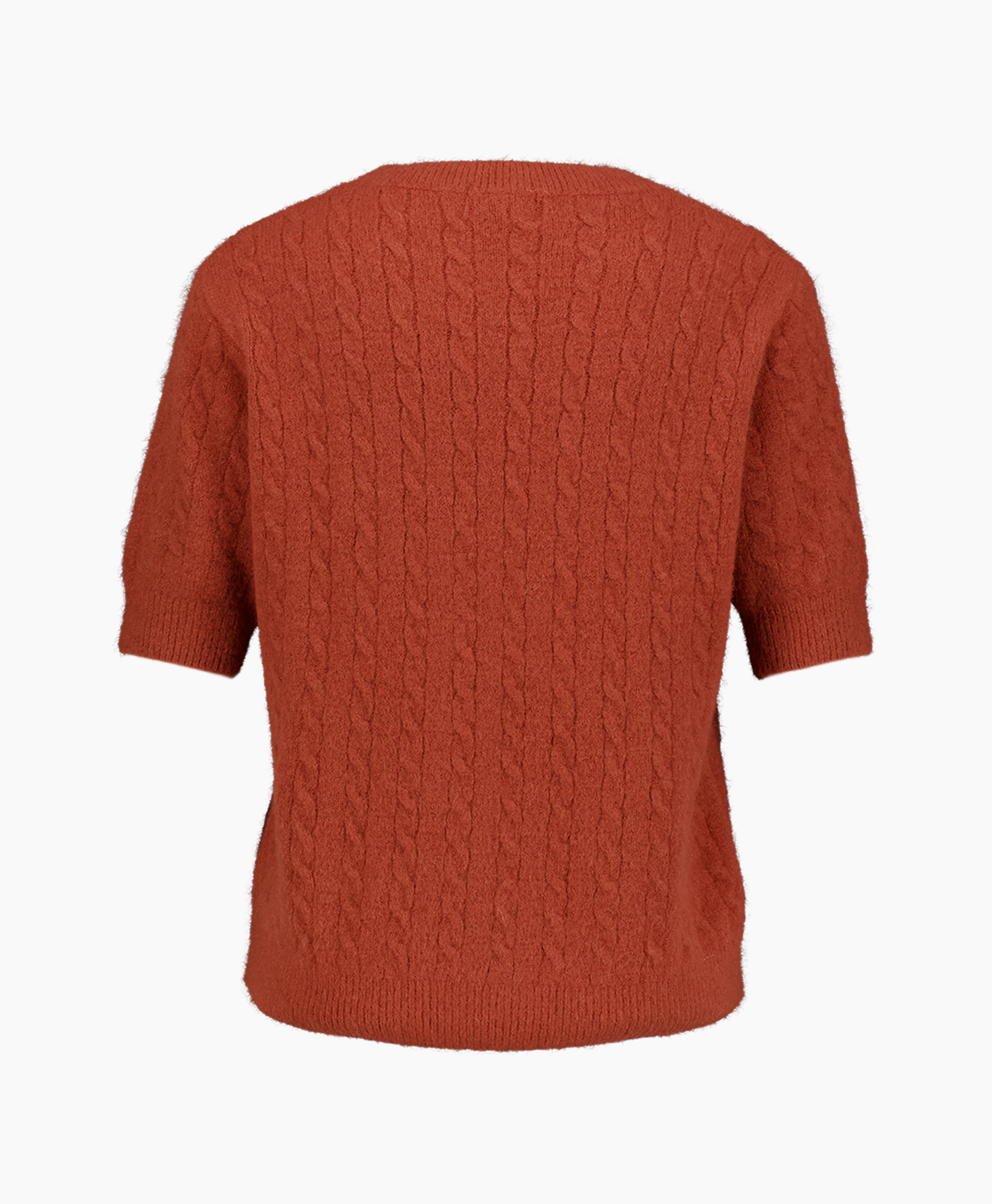 gebreide trui, oranje, short sleeve, kabelbrei, top voor dames
