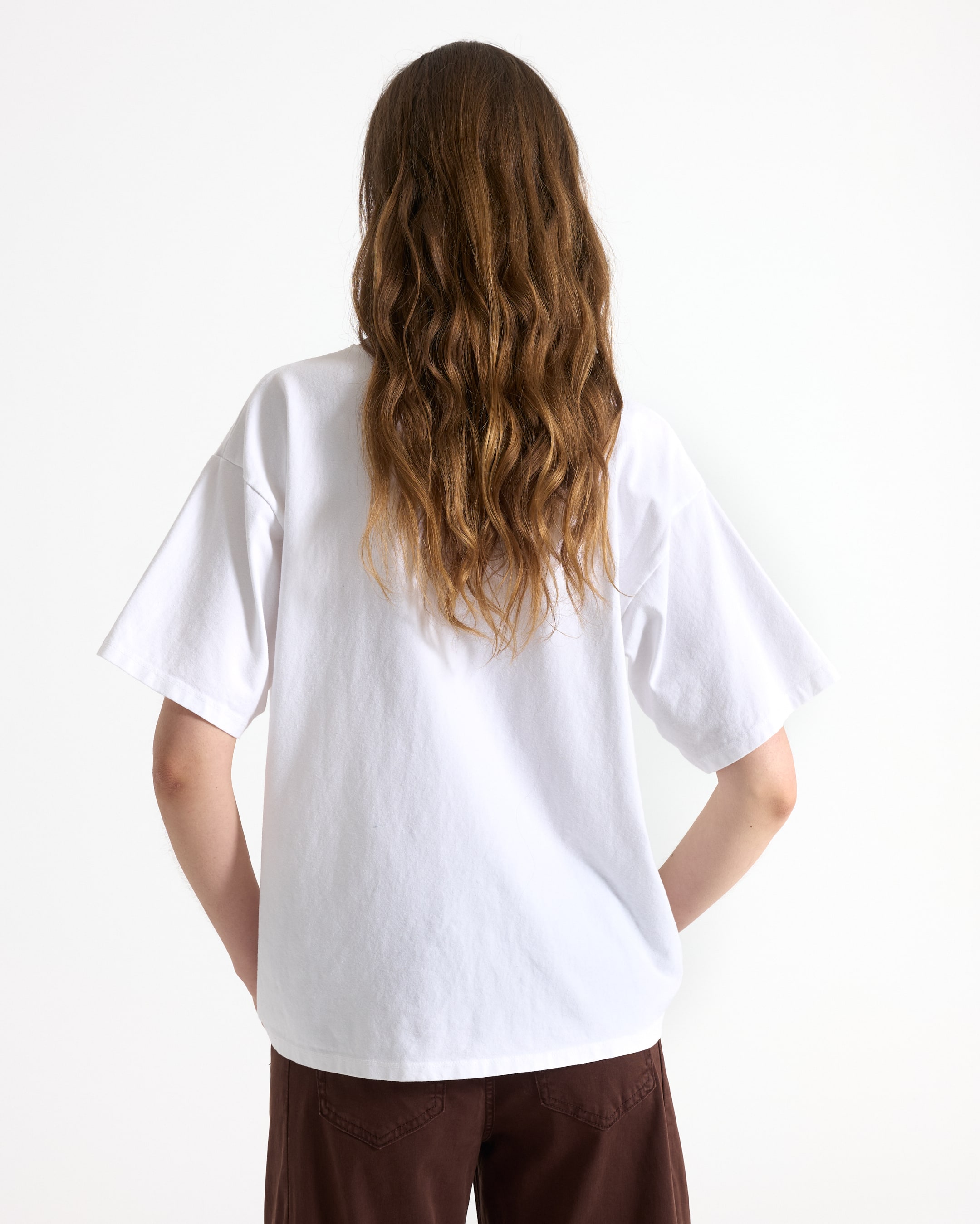 t-shirt, wit, korte mouwen, katoen, achterkant