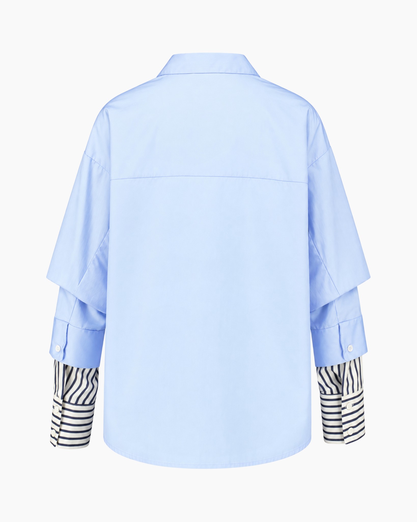 hemd, blauw, kraag,  oversized, gelaagde-mouwen