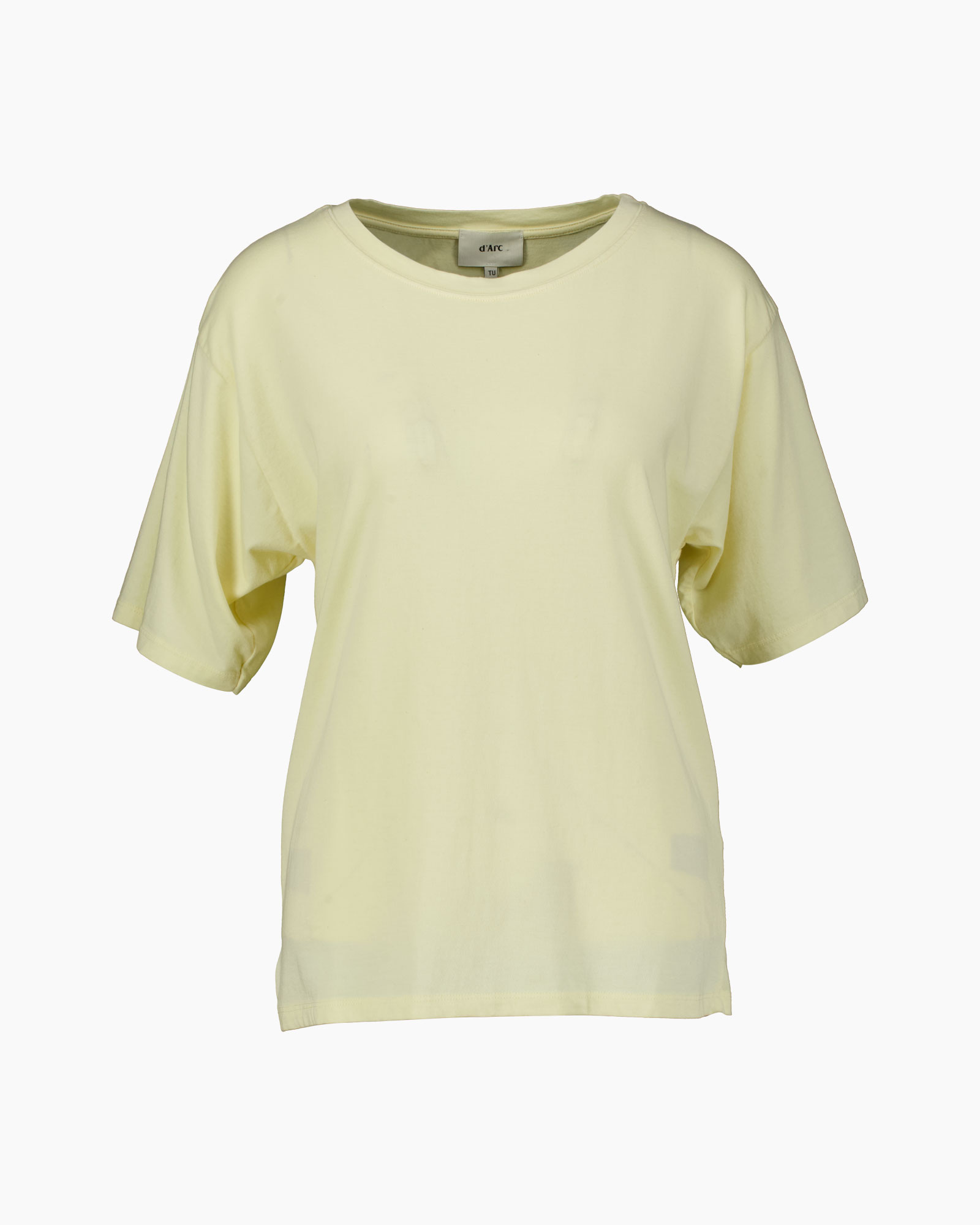 T-shirt, korte mouwen, effen, egale kleur, lichtgeel