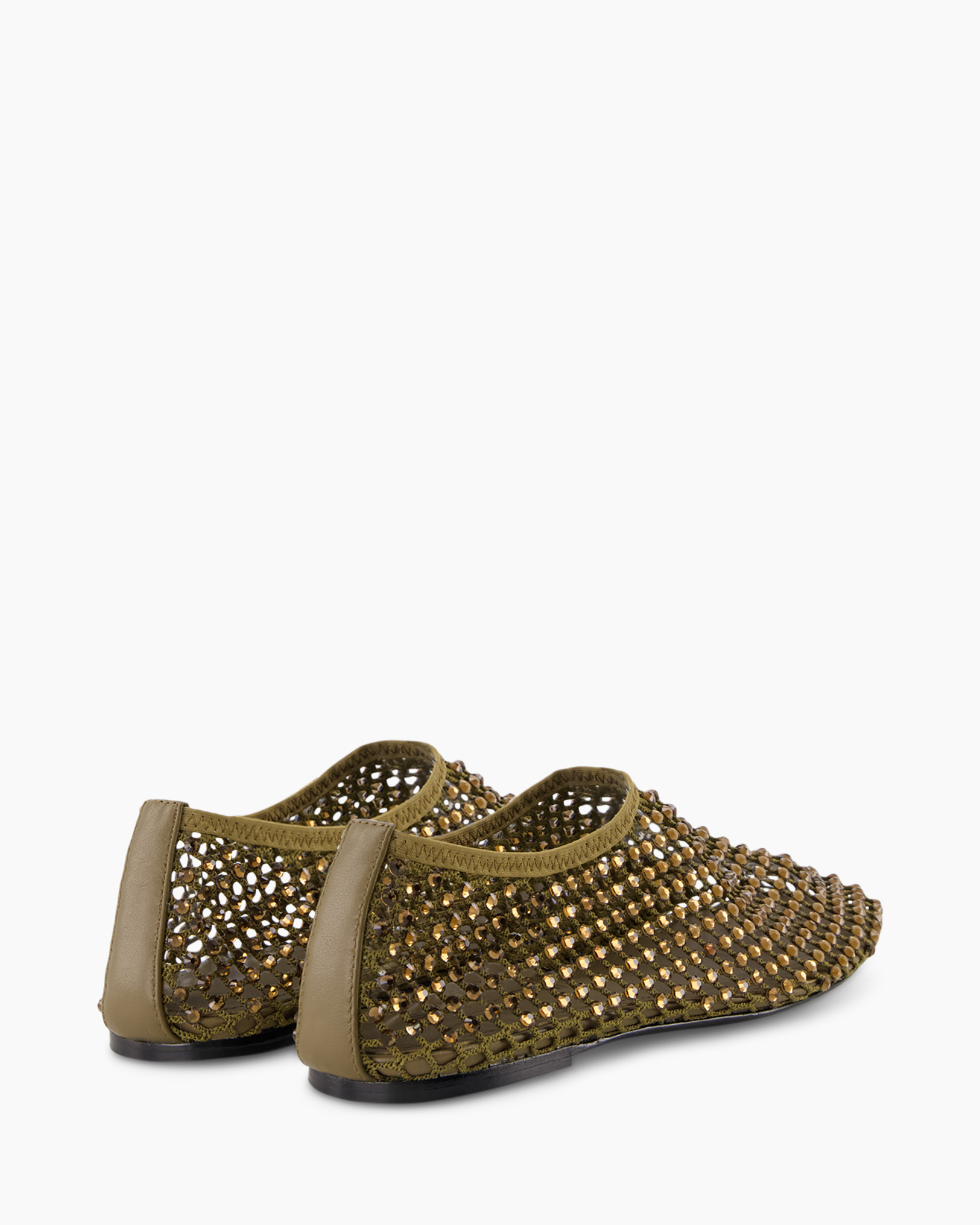 slip-ons, mesh, glitter, olijfkleur, platte schoenen