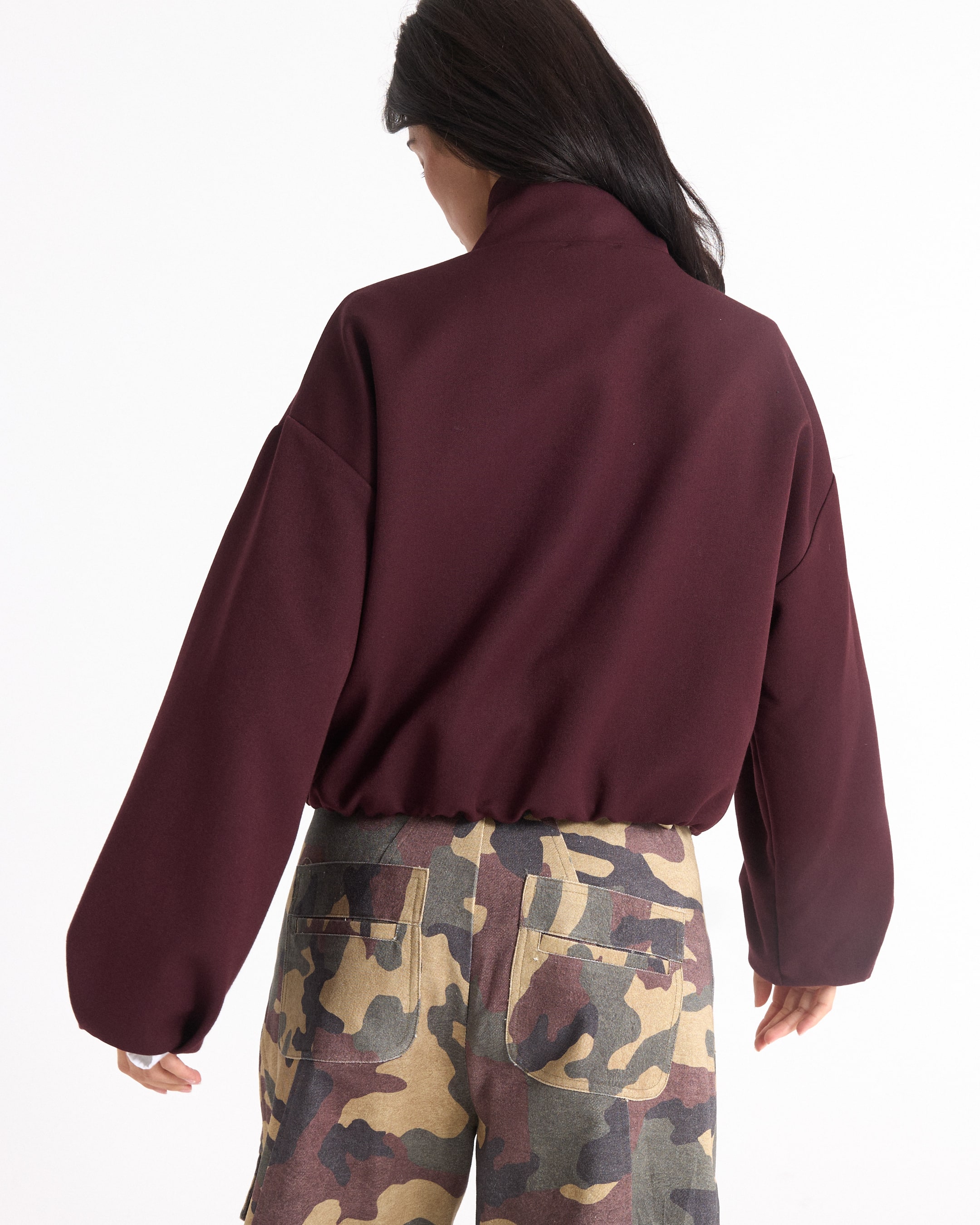 hoodie, oversized, maroon, lange mouw, katoenen camo broekzakken