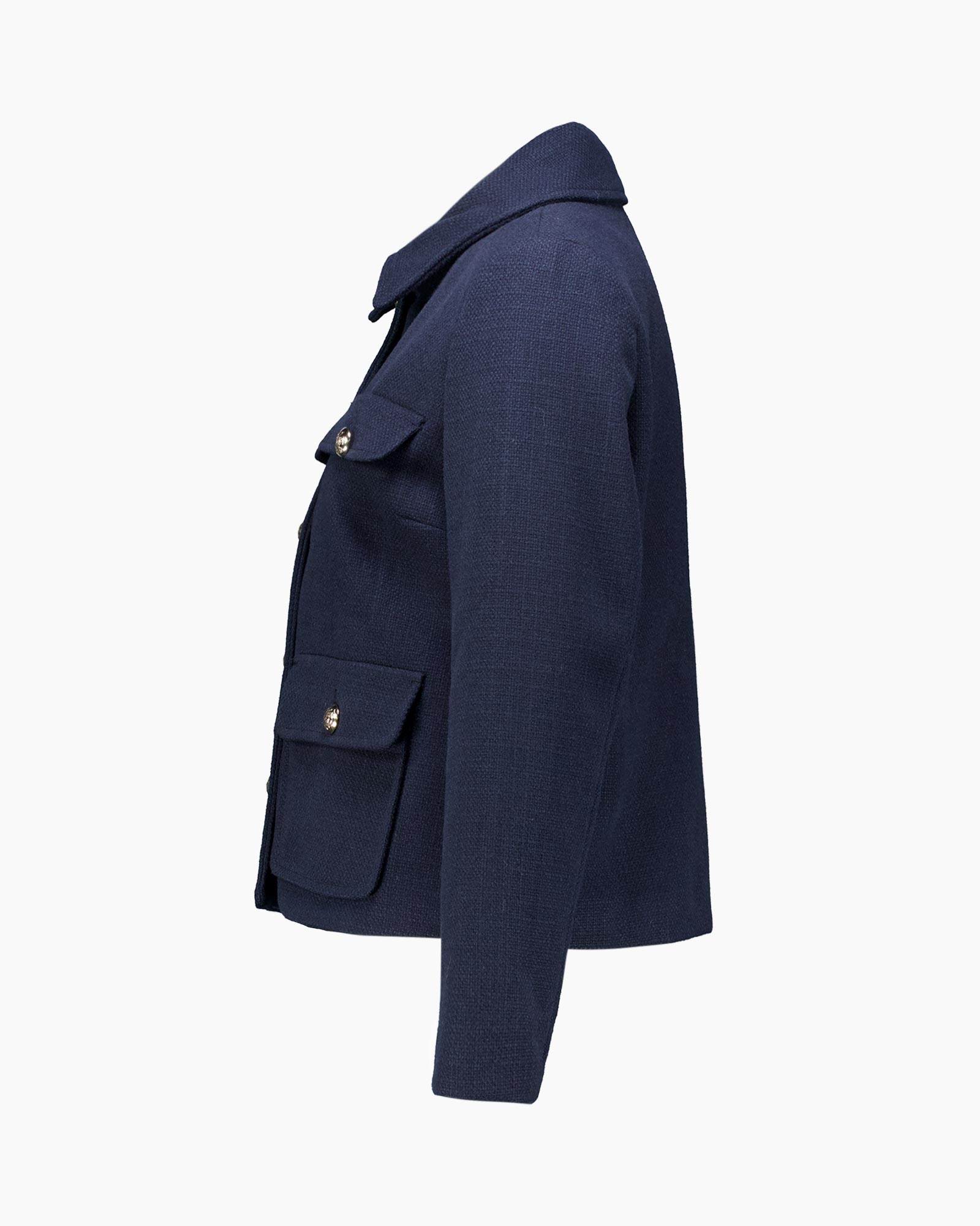 jasje, blazer, marineblauw, zakken, kraag
