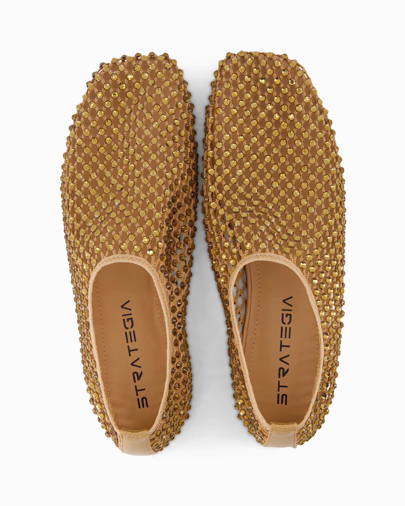 slippers, moccassan, kraal, goud, plat