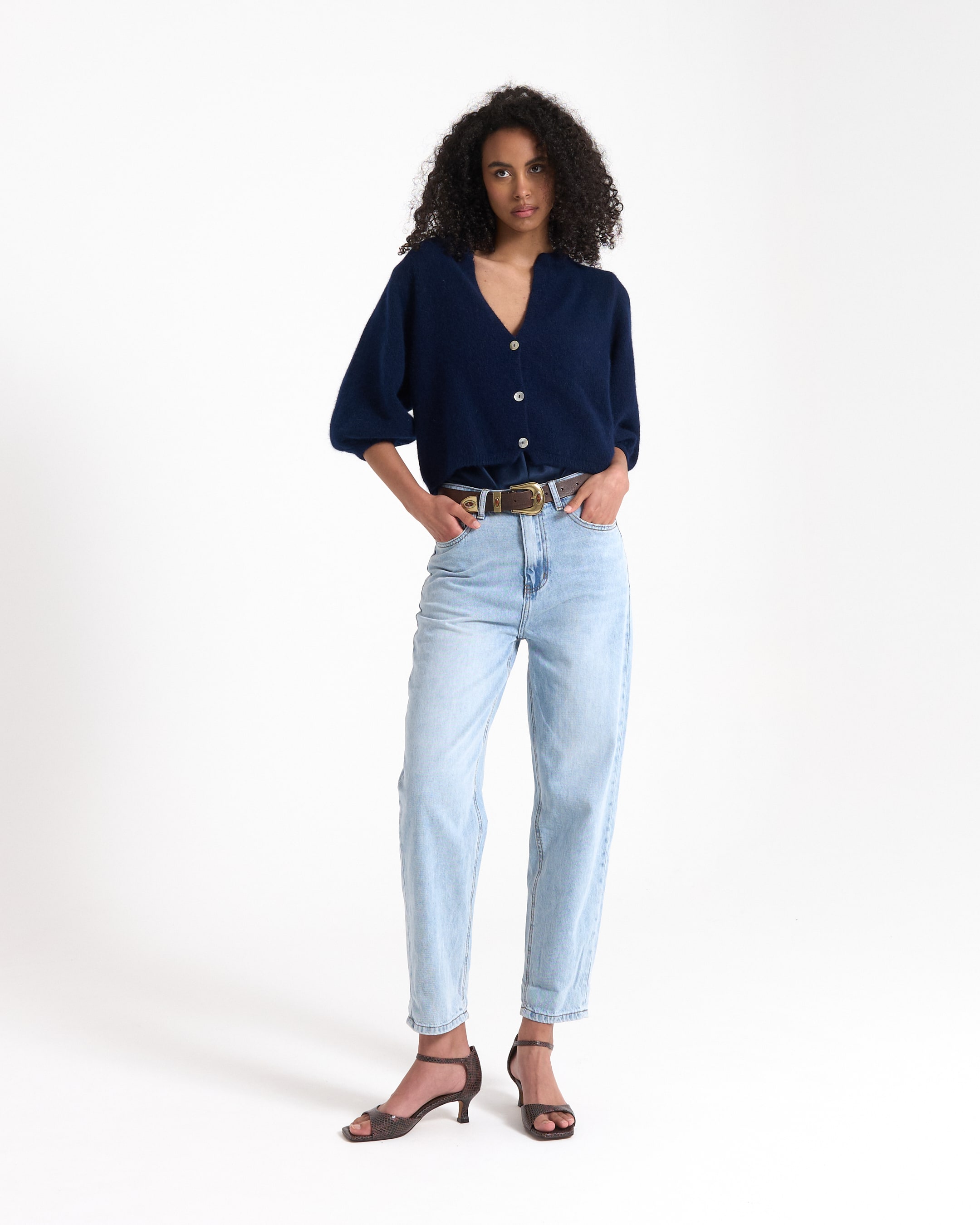 cardigan, navy, knopen, langer mouw, breipatroon