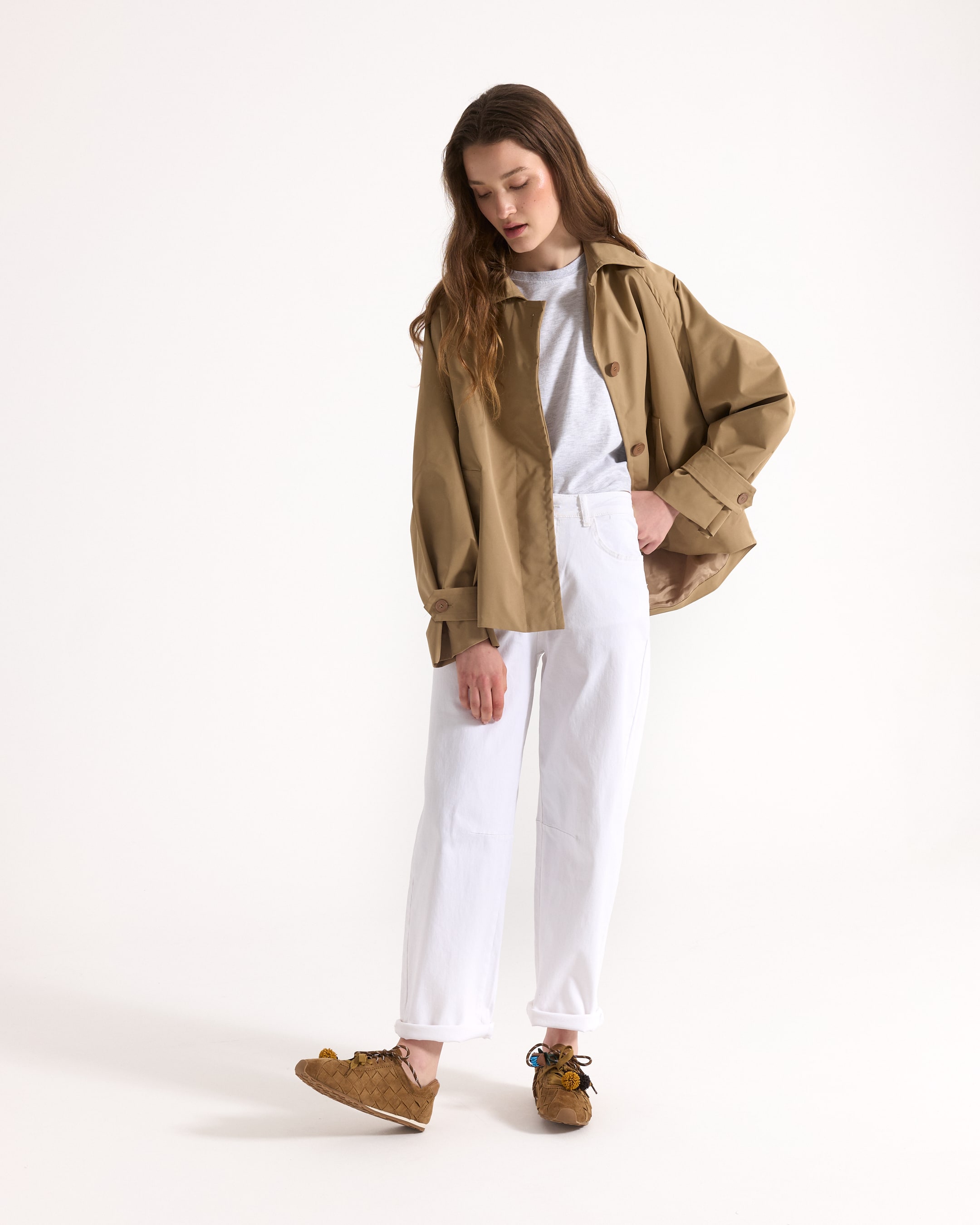 trench, jas, beige, oversized, jas