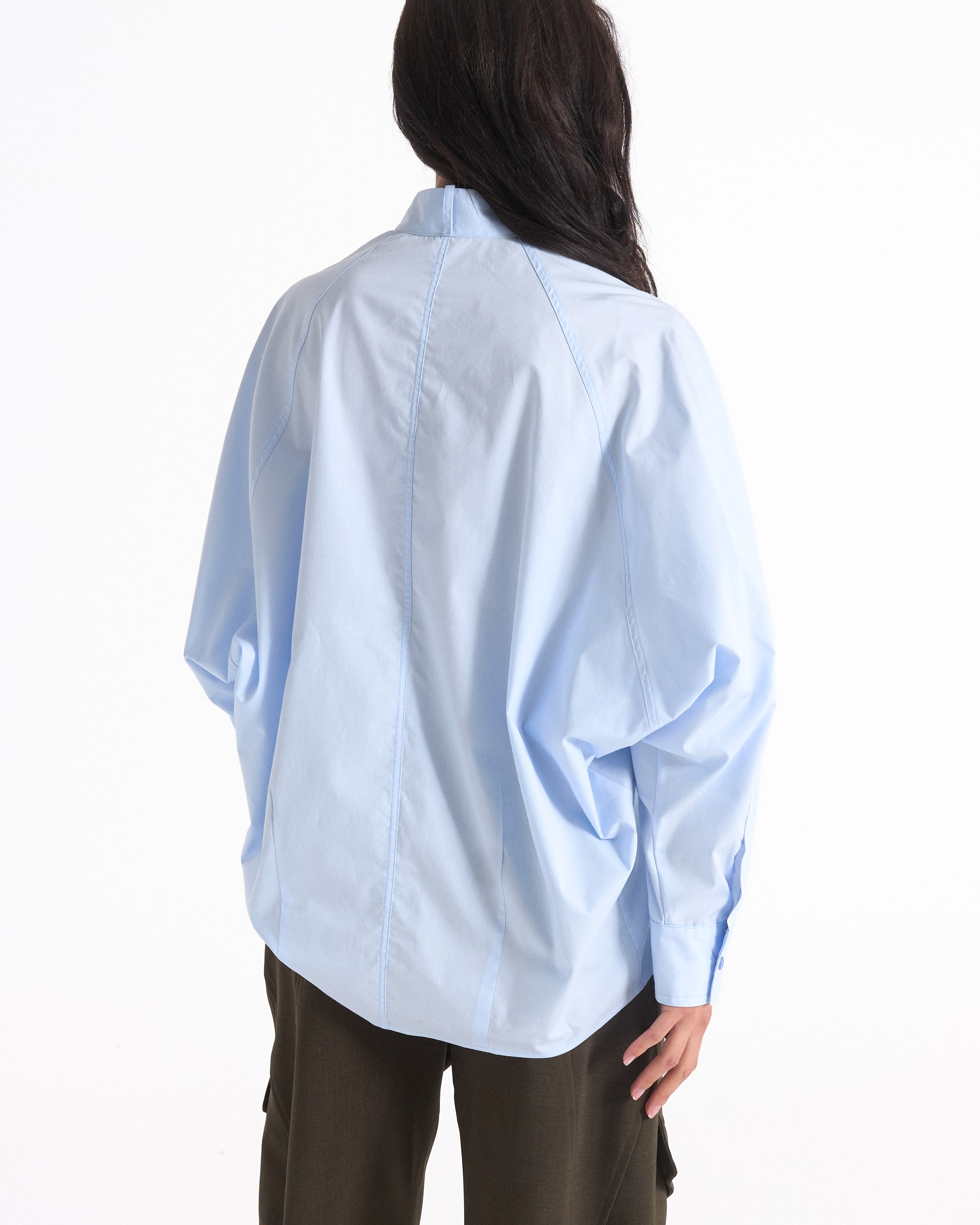 shirt, knopenbladige shirt, lichtblauw, lange mouwen, kraag