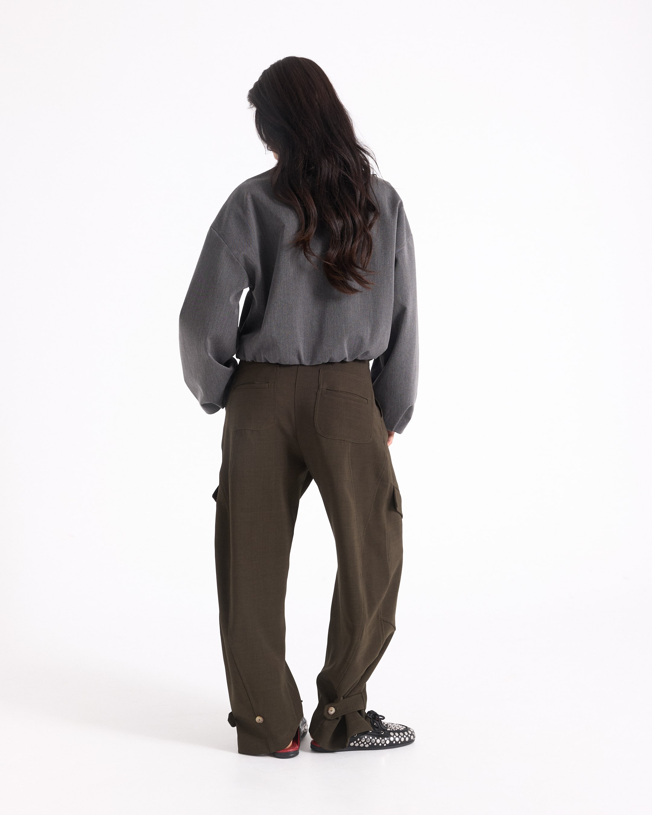 broek, cargo broek, bruin, losse pasvorm, lange mouwen