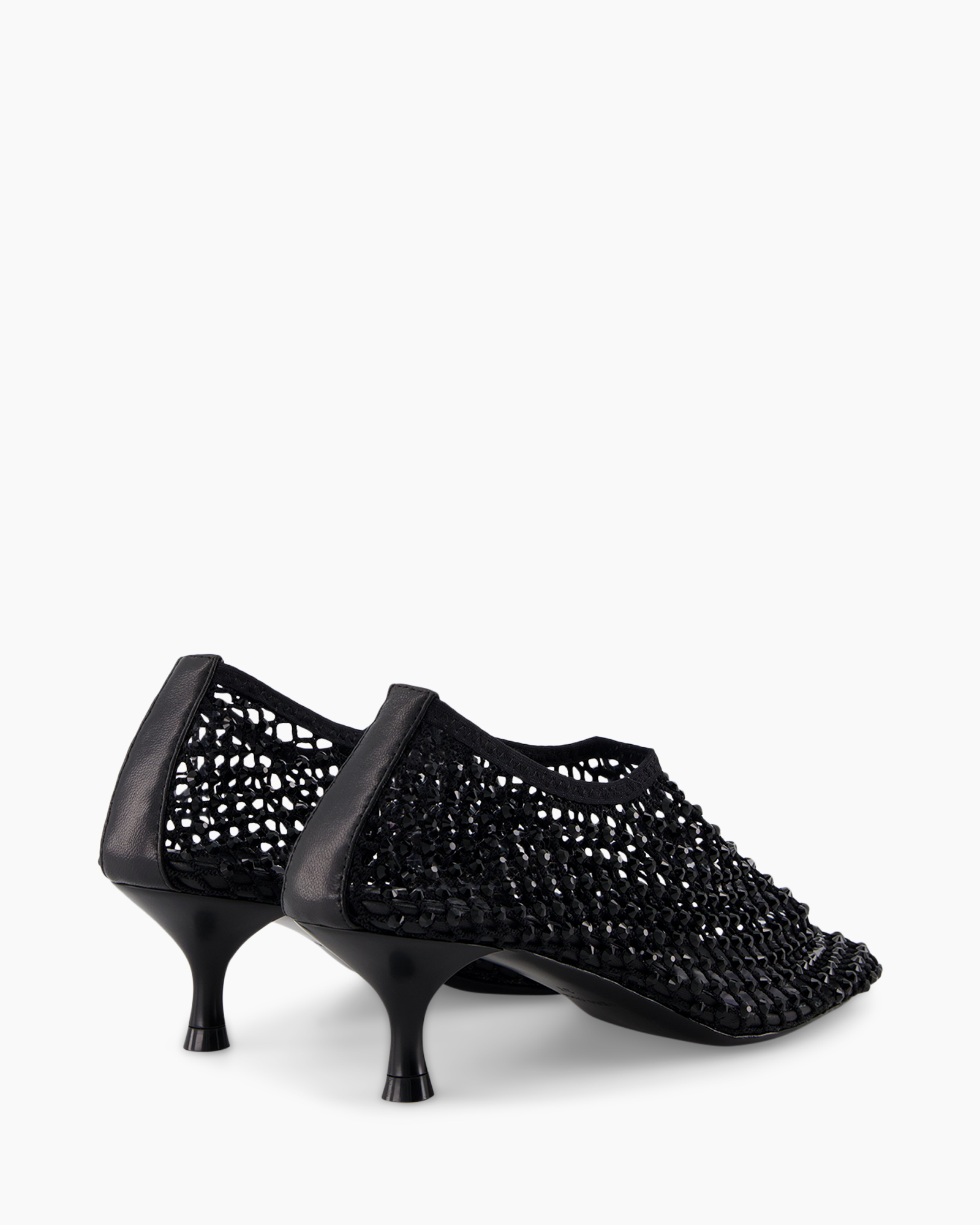 zwart, hak, mesh, pump, dames schoen