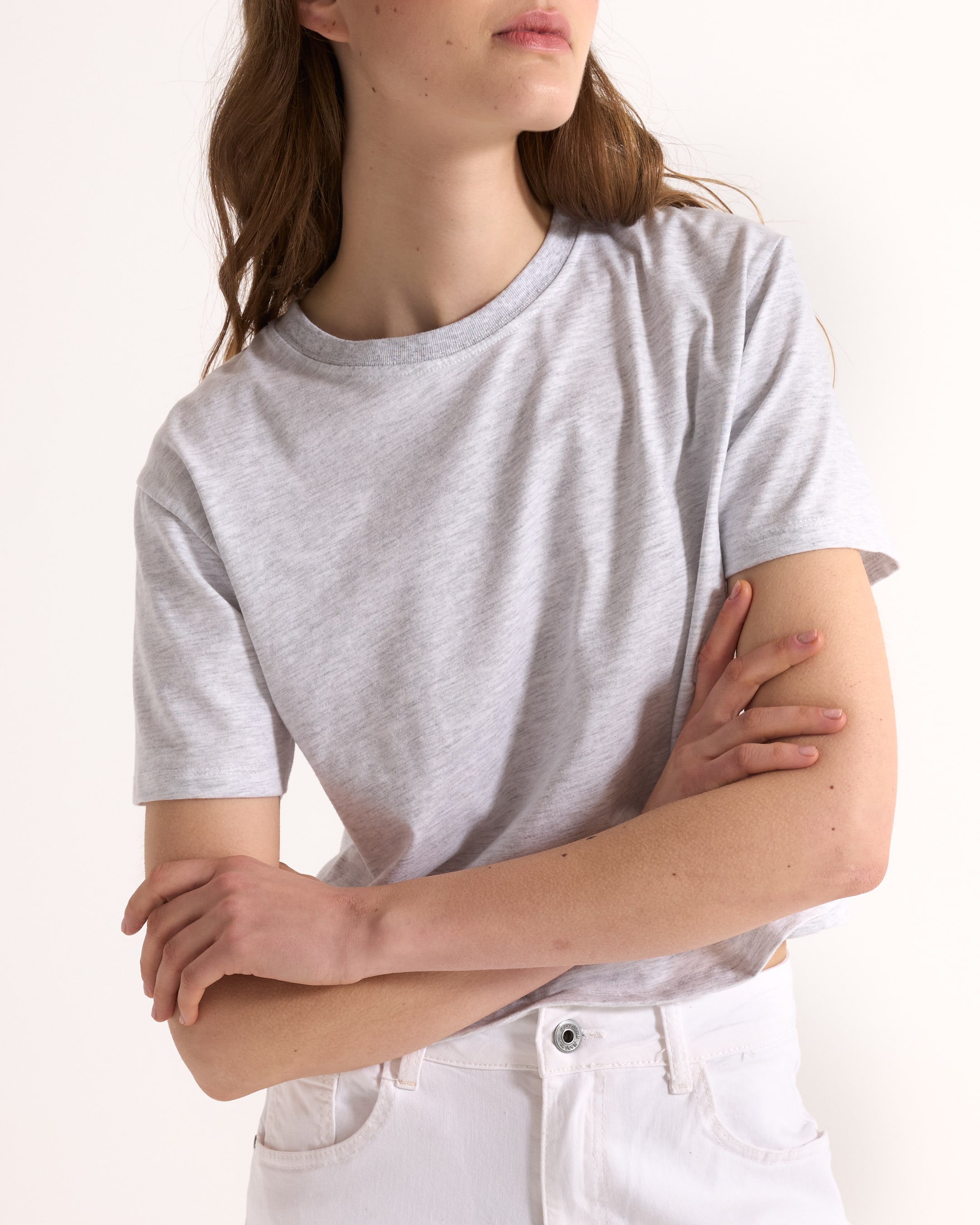 t-shirt, grijs, kortmouw, rond hals, casual