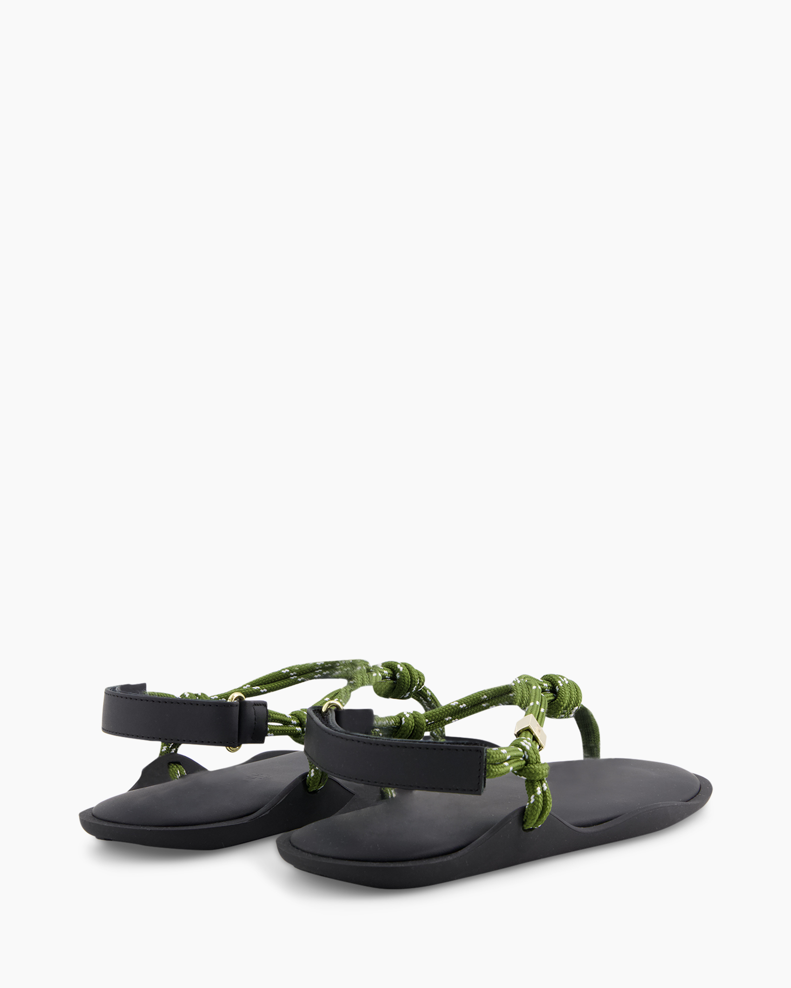 sandalen, flat, riem, groen, touw