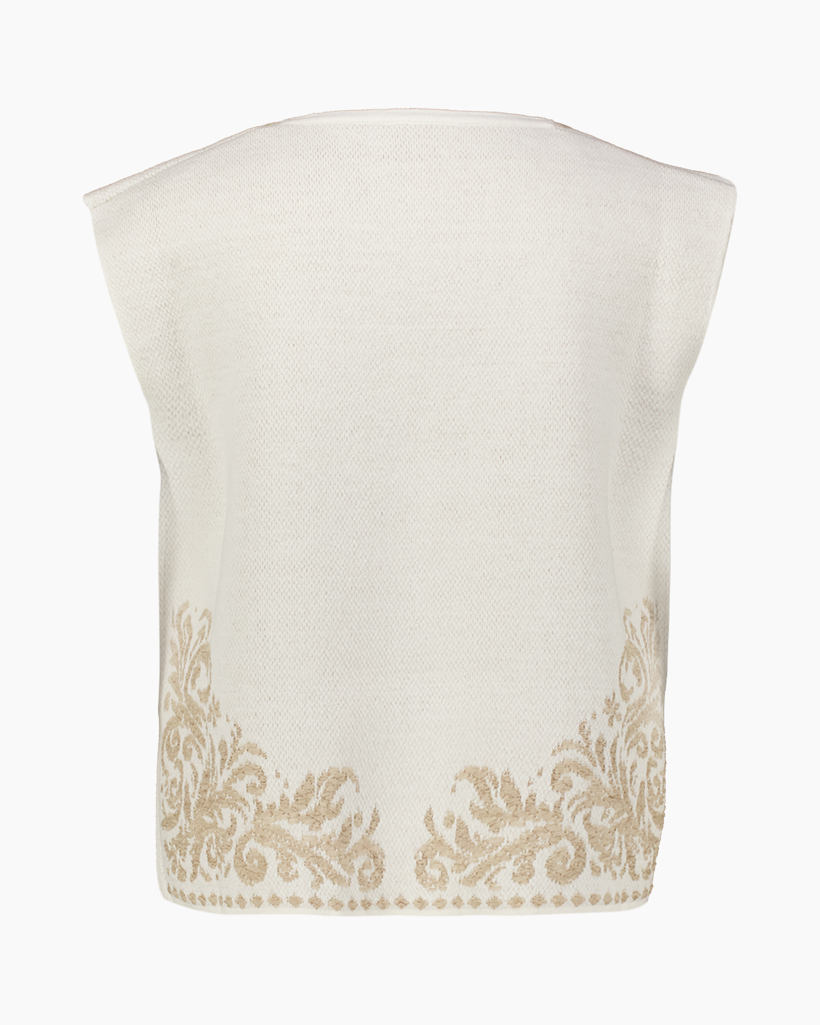 vest, gebreide, vest met borduursel, katoenen vest, beige borduursel