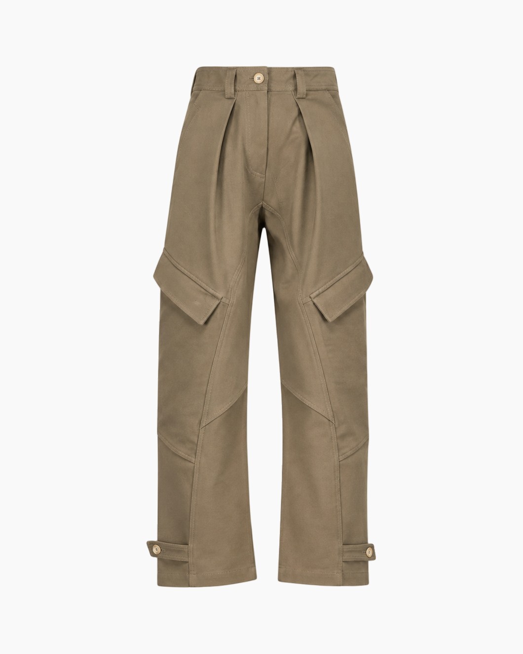 broek met cargohand, khaki, getailleerd, kniepatch, zakken