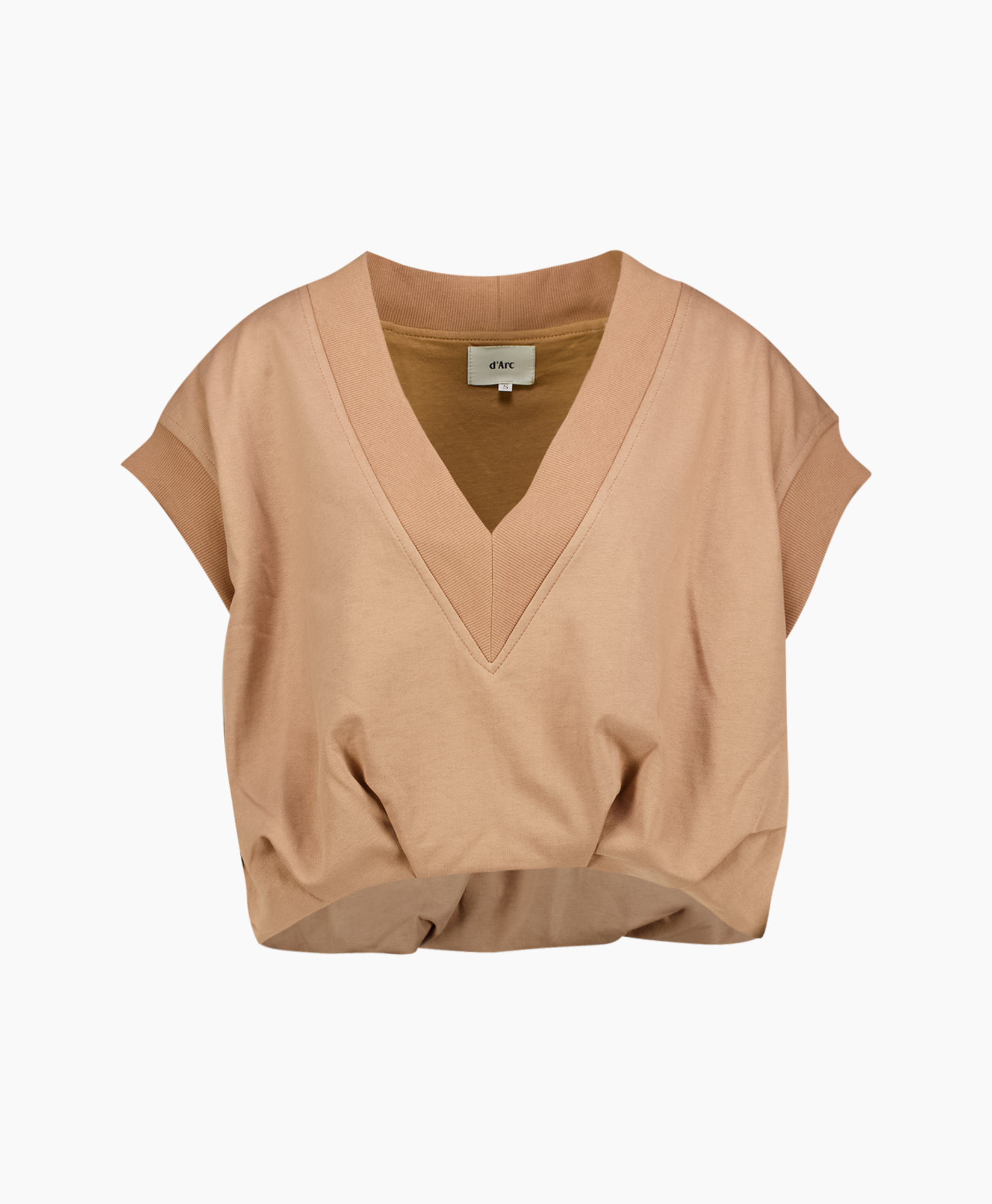vest, zonder mouwen, breiwerk, beige, V-hals