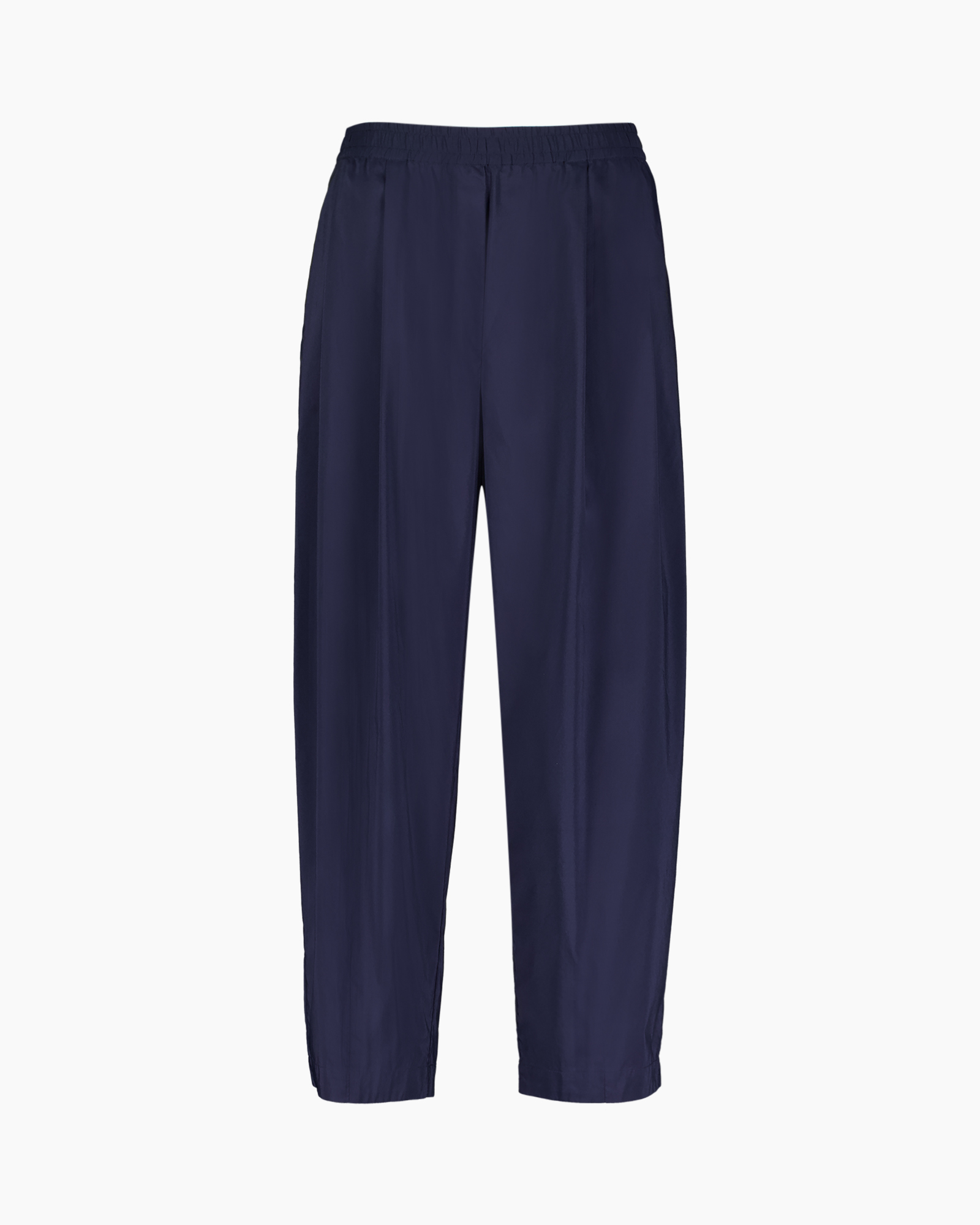 broek, broek, marineblauw, elastische taille, volle lengte