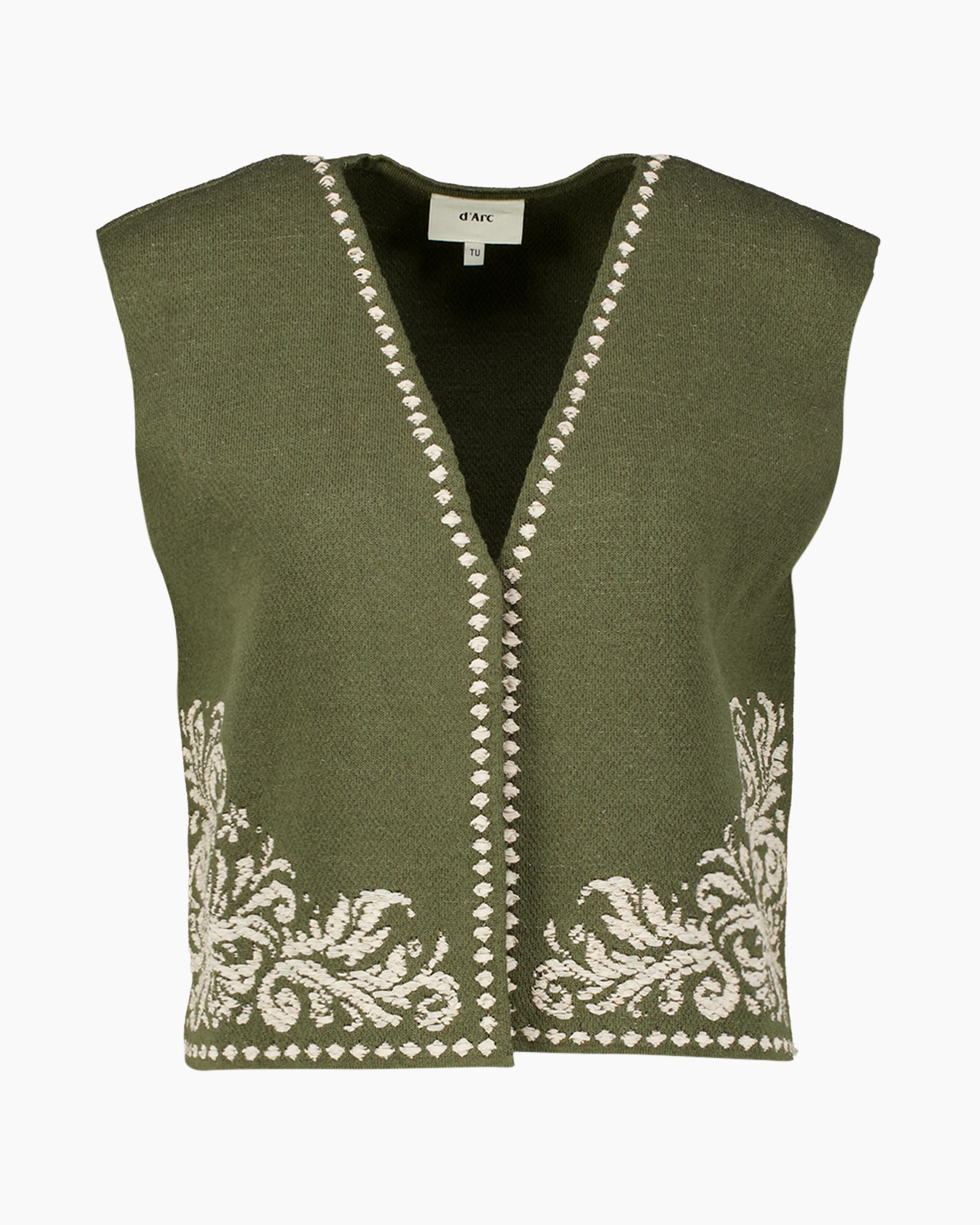 vest, breipatroon, groen, borduursel, patroon