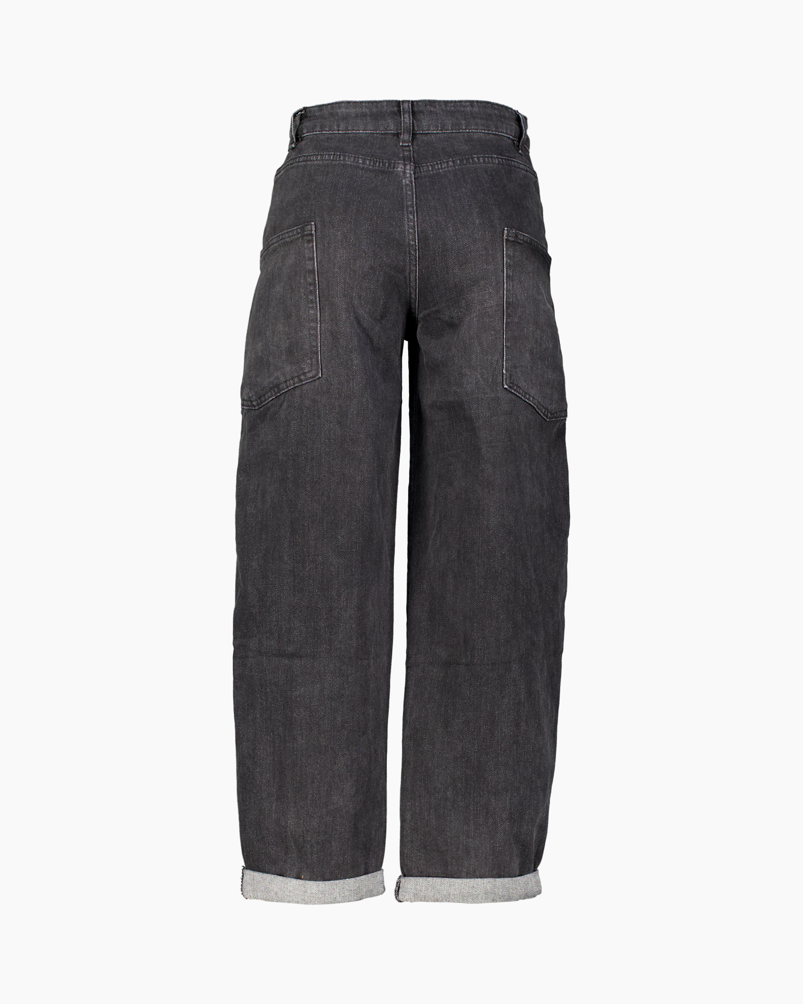 jeans, broek, cargozakken, grijs, wijd uitlopend