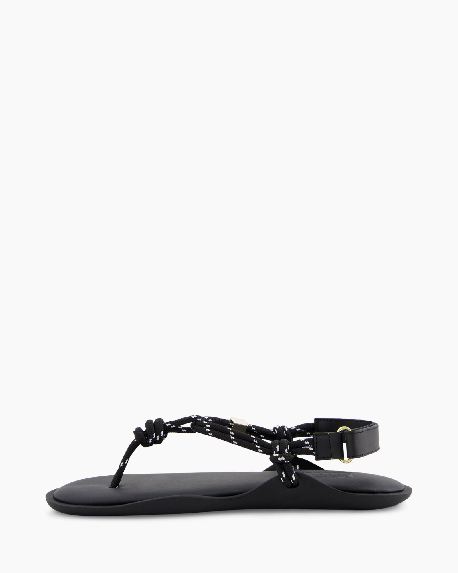 sandalen, plat, tenenriempjoe, enkeltas strap, zwart