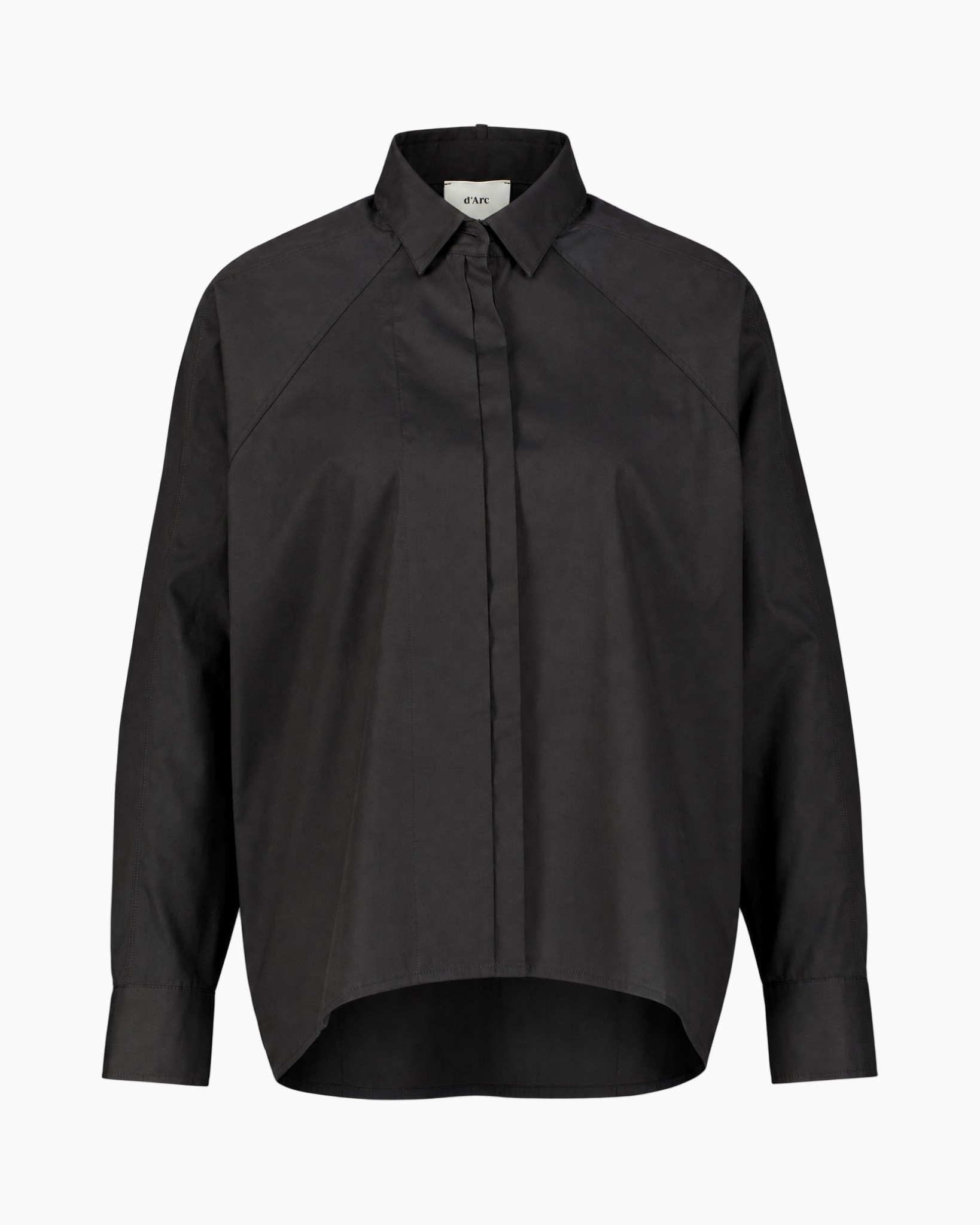 zwart, blouse, kraag, lange mouwen, knopen