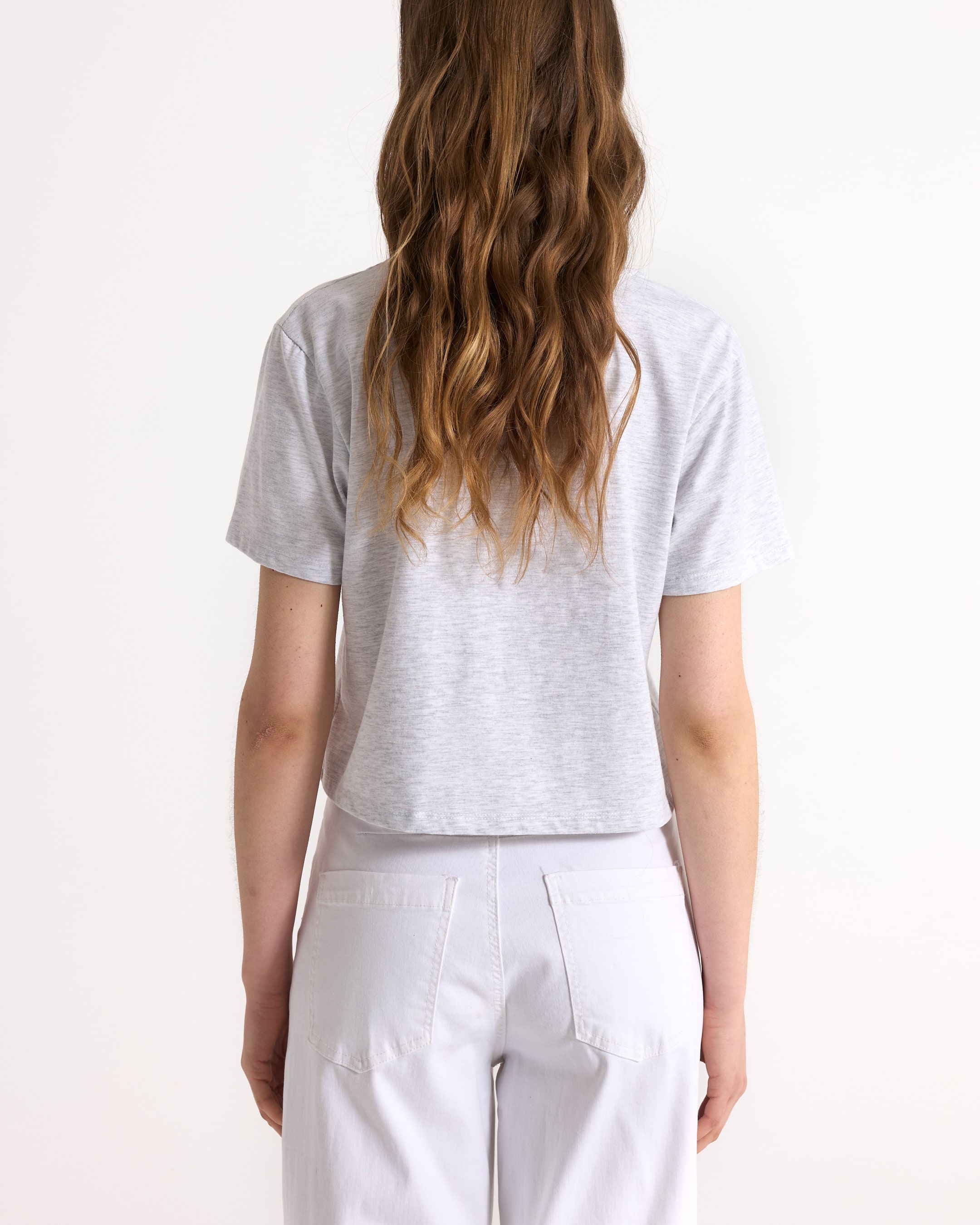 t-shirt, mouwkort, grijs, katoen, casual