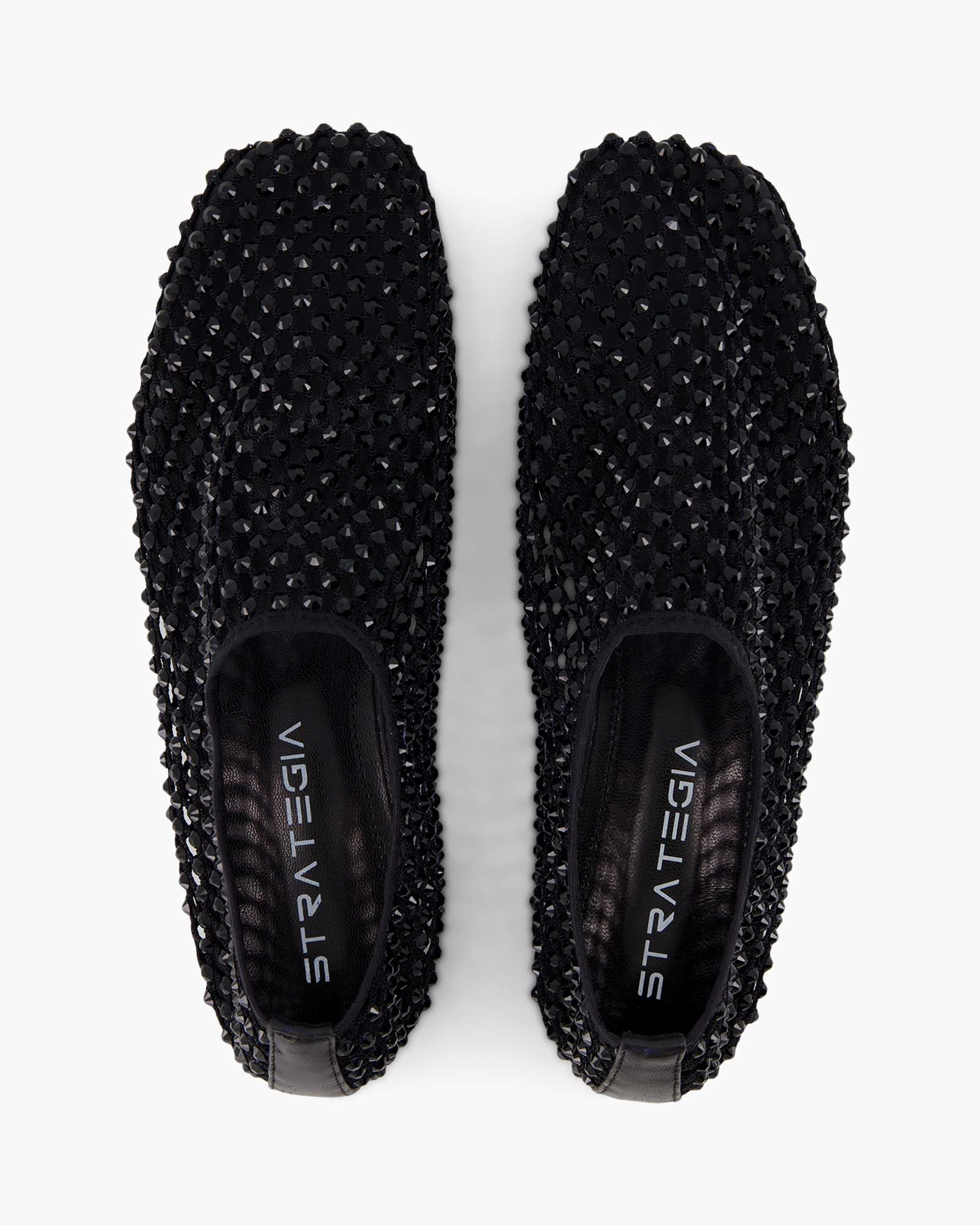 sloffen, zwart, versierd, plat, slip-on