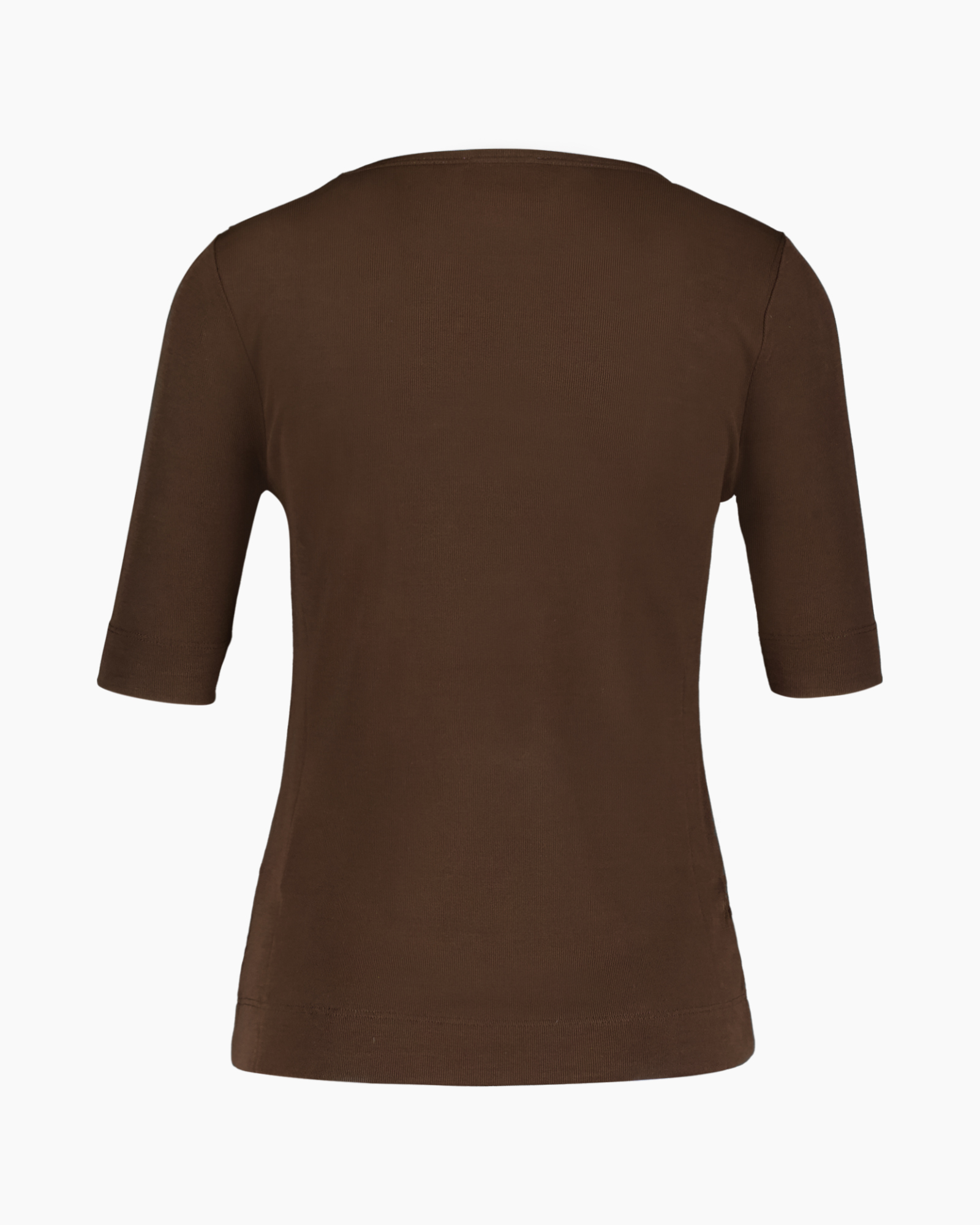 bruin, t-shirt, top, korte mouw, effen kleur