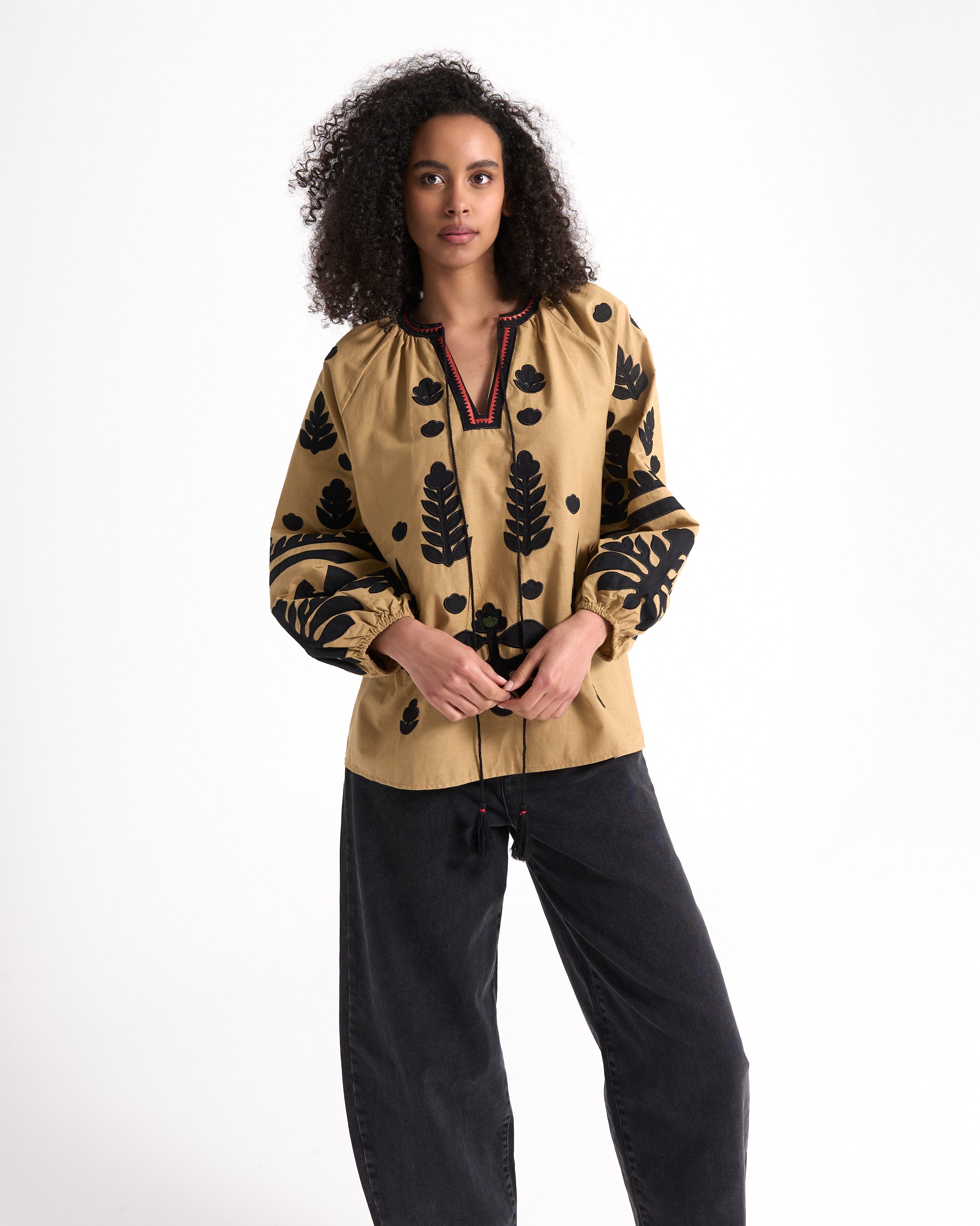 blouse, borduursel, langer...