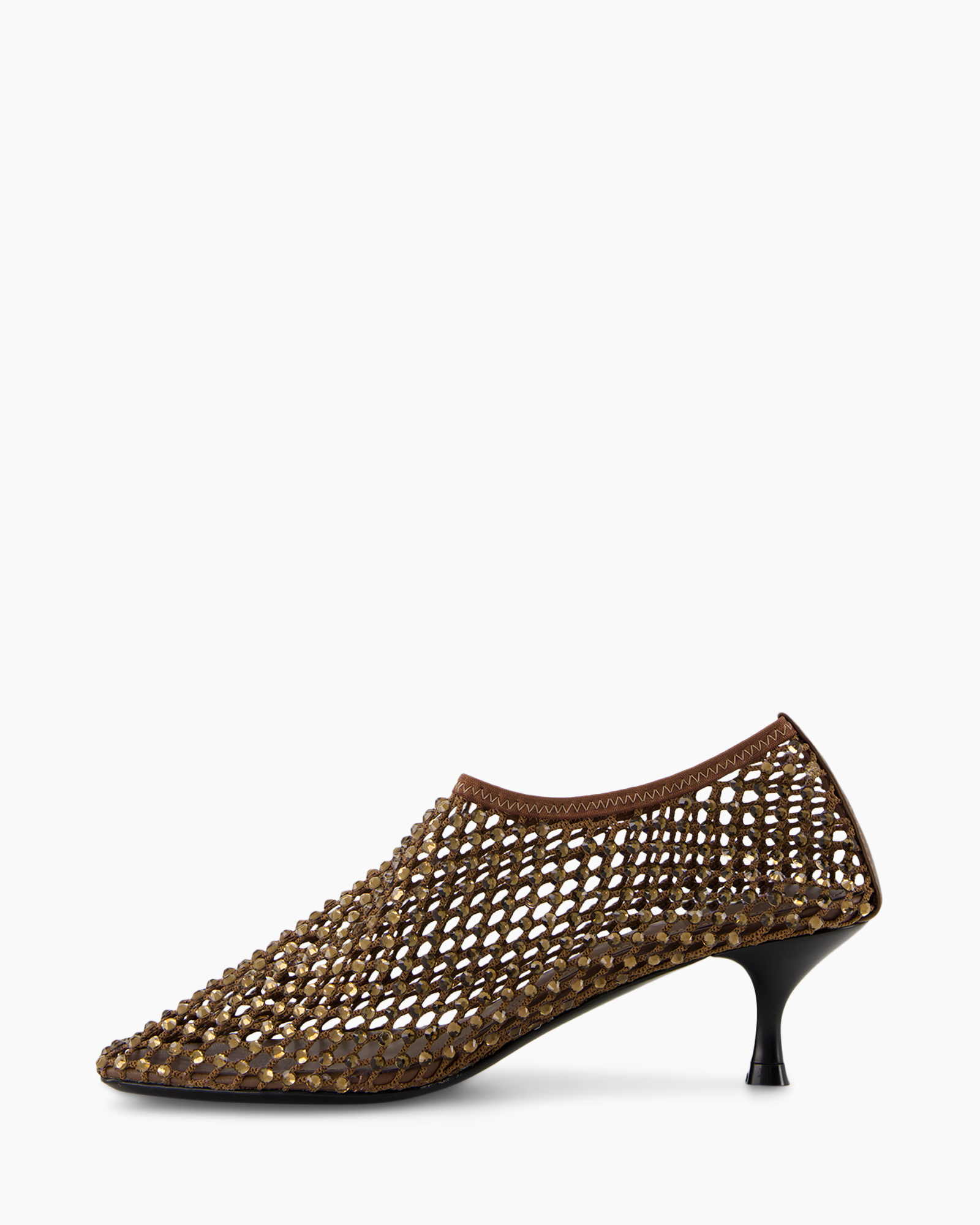 schoen, pump, mesh, gevlochten, bruin