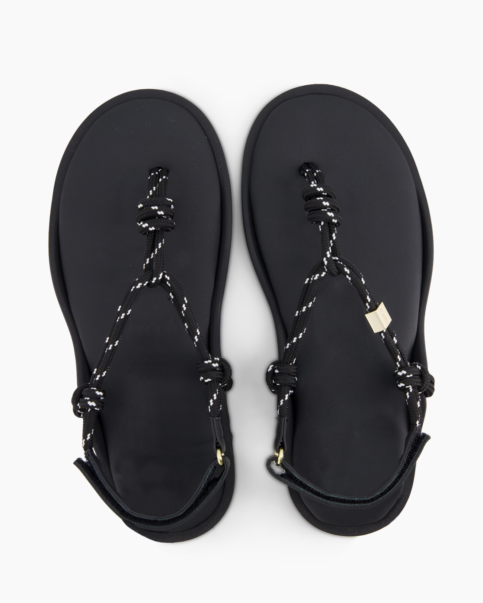 andiketen, sandaaltjes, geknopte bandjes, zwart, voetje-lussen sandaal