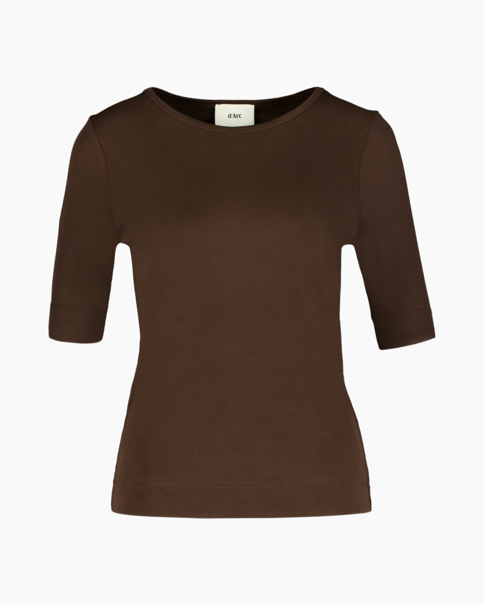 bruin, t-shirt, top, korte mouw, effen kleur