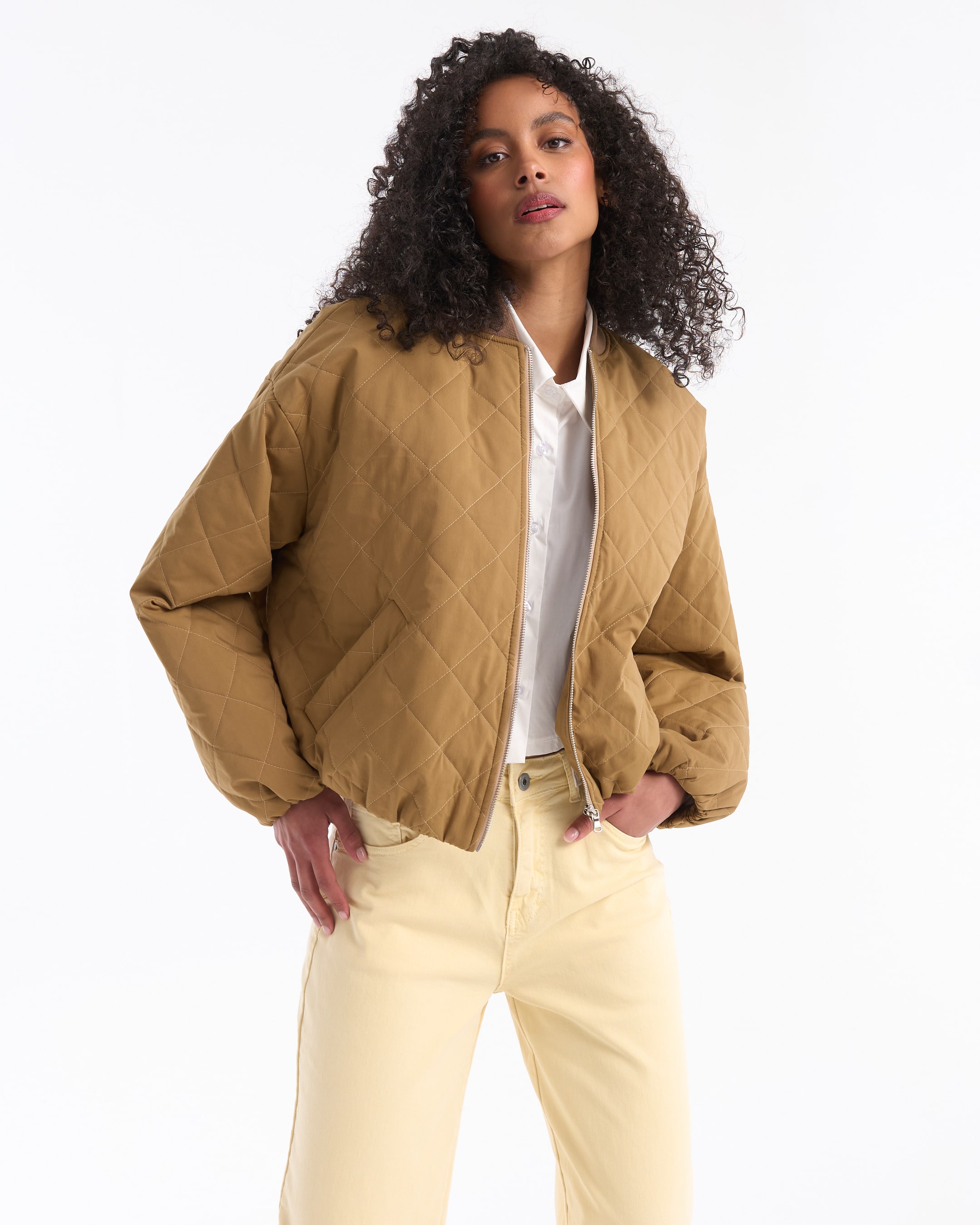 gewaxte?, brown?, puffer, rits, lichtgewicht