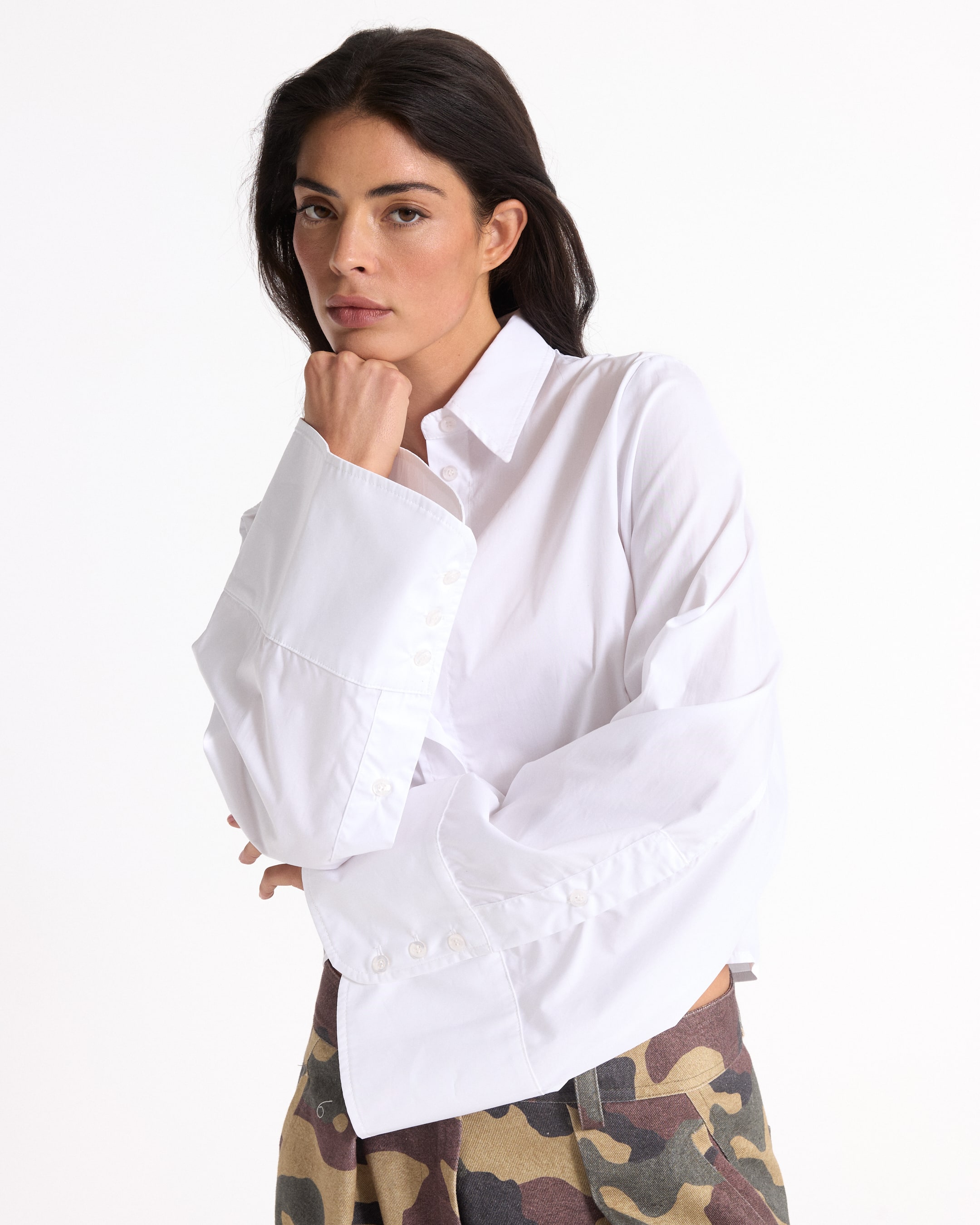 hemd, witte blouse, knopen blouse, kraagshirt, lange mouwen