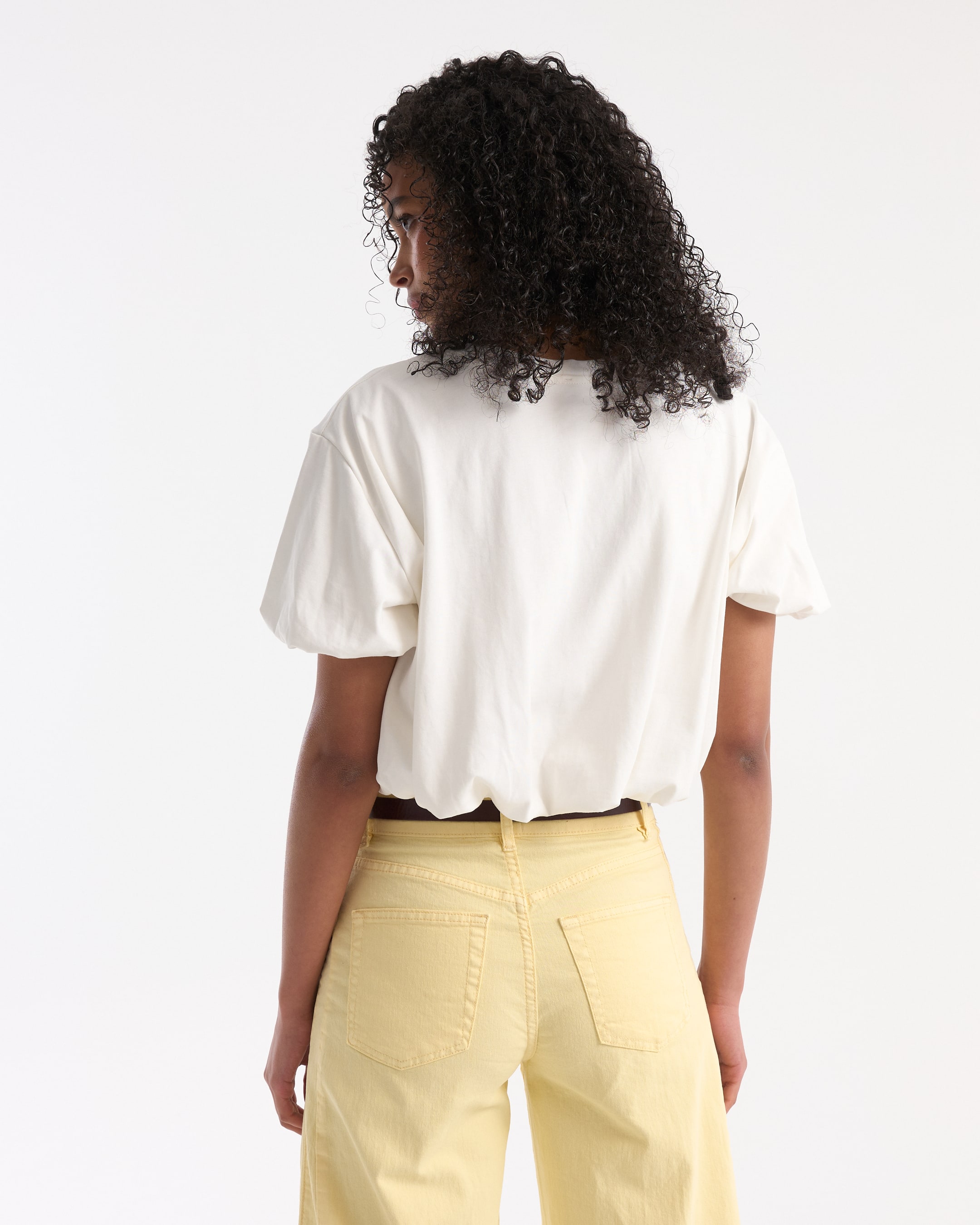 t-shirt, korte mouwen, wit, losse pasvorm, achterkant