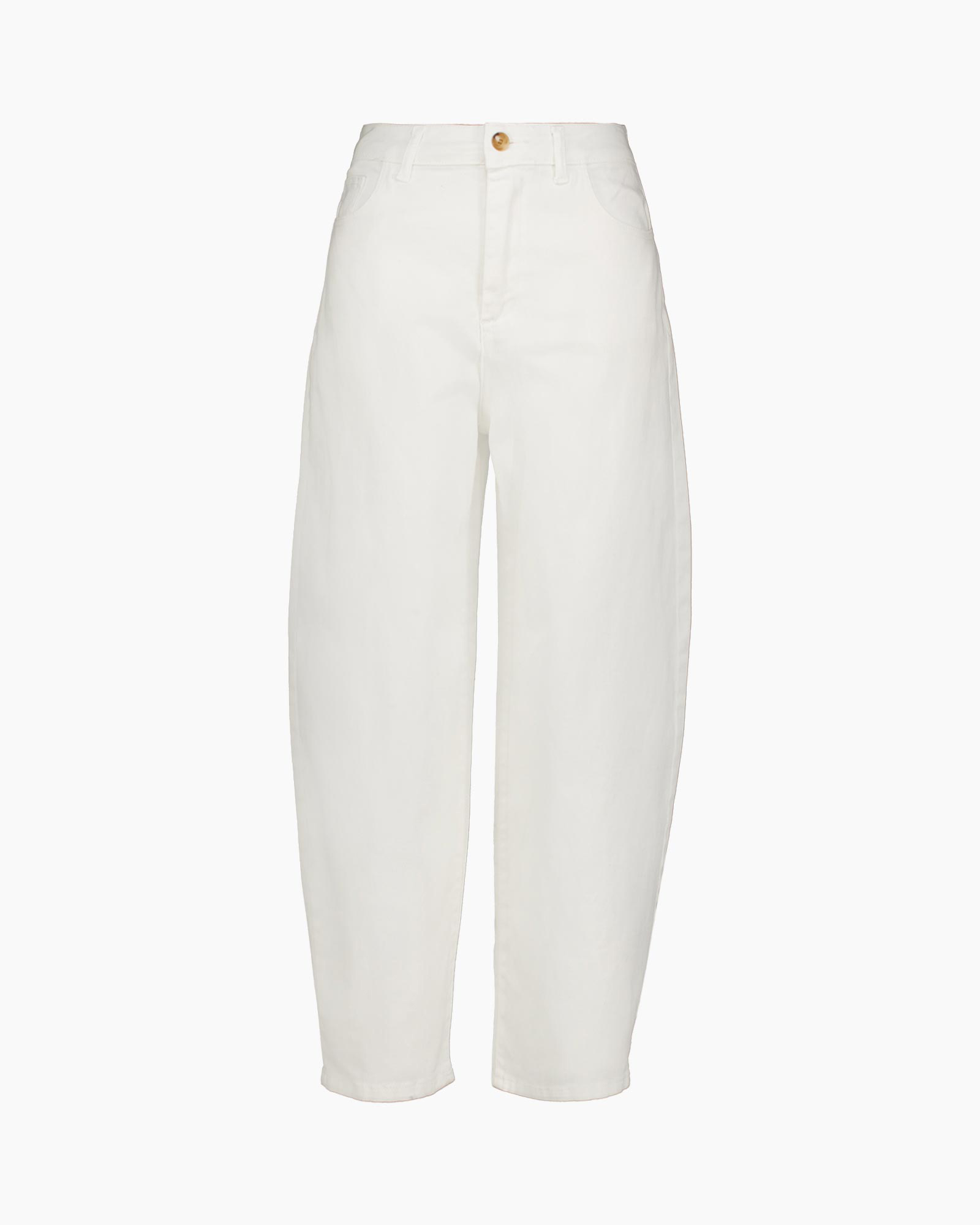 wit, broek, hoge taille, jeans, recht treg